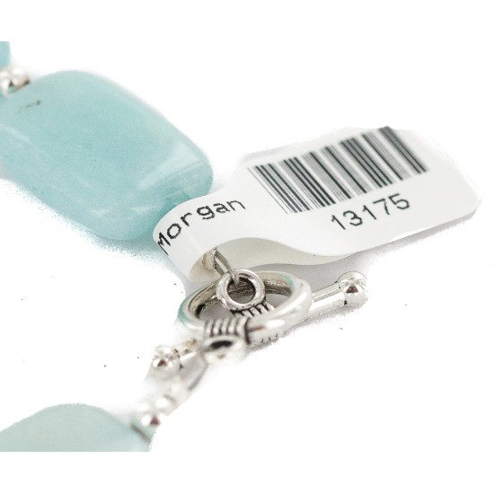 Navajo Nickel Certified Authentic Natural Blue Quartz Native American Bracelet 13175