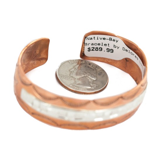 Certified Authentic .925 Sterling Silver Handmade Navajo Native American Pure Copper Bracelet 24497-2