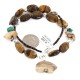 .925 Sterling Silver Certified Authentic Navajo Natural Turquoise Jasper Tigers Eye Heishi Native American Necklace 25342-1