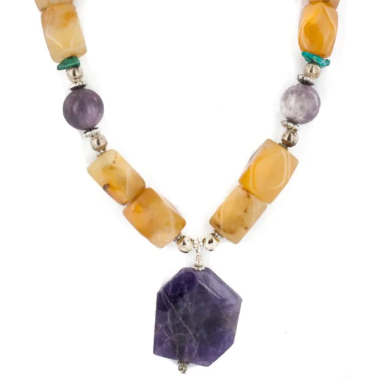 .925 Sterling Silver Navajo Natural Turquoise Agate Charoite Amethyst Native American Necklace 25342-2 .925 Sterling Silver Navajo Natural Turquoise Agate Charoite Amethyst Native American Necklace 25342-2