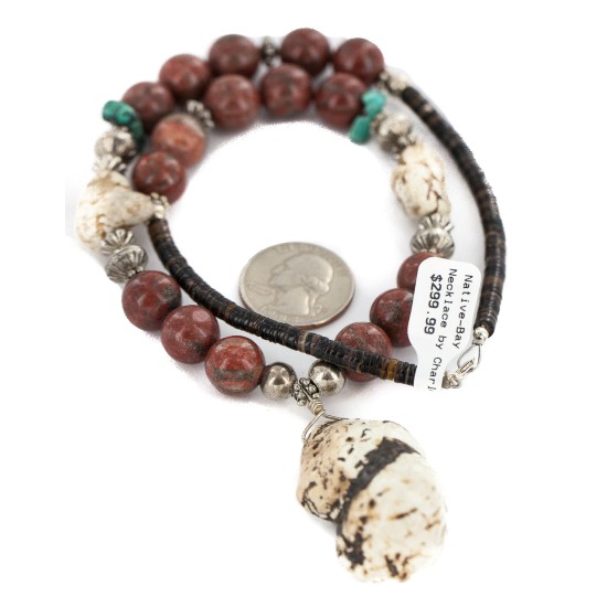 .925 Sterling Silver Certified Authentic Navajo White Howlite Jasper Native American Necklace 750227-2