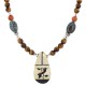 Bird Certified Authentic Navajo .925 Sterling Silver Inlay Natural Spiderweb Turquoise Mother of Pearl Hematite Tigers Eye Native American Necklace 750224-2