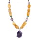 .925 Sterling Silver Certified Authentic Navajo Natural Turquoise Agate Charoite Amethyst Native American Necklace 25342-2
