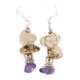 .925 Sterling Silver Hooks Certified Authentic Navajo Natural White Howlite Amethyst Native American Dangle Earrings 18291-5