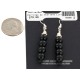 .925 Sterling Silver Hooks Certified Authentic Navajo Natural Black Onyx Native American Earrings 18290-1