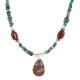 .925 Sterling Silver Certified Authentic Navajo Natural Turquoise Red Jasper Native American Necklace 750225-3