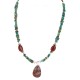 .925 Sterling Silver Certified Authentic Navajo Natural Turquoise Red Jasper Native American Necklace 750225-3