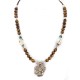 .925 Sterling Silver Certified Authentic Navajo White Howlite Tigers Eye Native American Necklace 750224-3