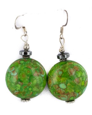 .925 Sterling Silver Hooks Certified Authentic Navajo Gaspeite Native American Dangle Earrings 18289-4