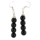 .925 Sterling Silver Hooks Certified Authentic Navajo Natural Black Onyx Native American Earrings 18290-1