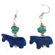 Carved Fetish Horse .925 Sterling Silver Hooks Certified Authentic Navajo Natural Turquoise Native American Dangle Earrings 18291-3