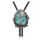 Feather .925 Sterling Silver Certified Authentic Handmade Navajo Native American Natural Turquoise Bolo Tie 34192