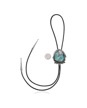 Feather .925 Sterling Silver Certified Authentic Handmade Navajo Native American Natural Turquoise Bolo Tie 34192 Feather .925 Sterling Silver Certified Authentic Handmade Navajo Native American Natural Turquoise Bolo Tie 34192
