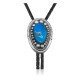 Handmade Certified Authentic Navajo .925 Sterling Silver Native American Natural Turquoise Bolo Tie 34194