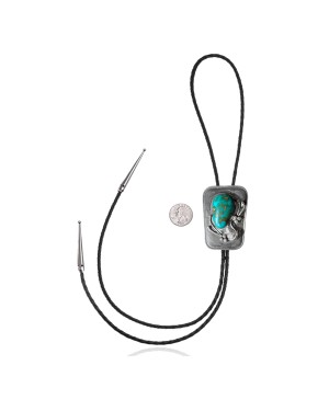 Feather .925 Sterling Silver Certified Authentic Handmade Navajo Native American Natural Turquoise Bolo Tie 34195 Feather .925 Sterling Silver Certified Authentic Handmade Navajo Native American Natural Turquoise Bolo Tie 34195