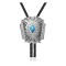 Handmade Certified Authentic Navajo .925 Sterling Silver Native American Natural Turquoise Bolo Tie 34196