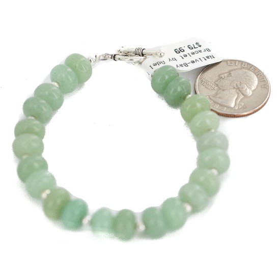 Navajo Nickel Certified Authentic Natural Jade Native American Bracelet 13177