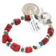 Navajo Nickel Certified Authentic Natural Turquoise Coral Native American Bracelet 13176