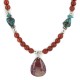.925 Sterling Silver Certified Authentic Navajo Natural Turquoise Red Jasper Native American Necklace 750231-2