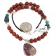 .925 Sterling Silver Certified Authentic Navajo Natural Turquoise Red Jasper Native American Necklace 750231-2