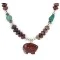 .925 Sterling Silver Navajo Natural Turquoise Red Jasper Heishi Native American Necklace 750230-3