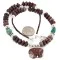 .925 Sterling Silver Navajo Natural Turquoise Red Jasper Heishi Native American Necklace 750230-3