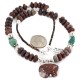 .925 Sterling Silver Certified Authentic Navajo Natural Turquoise Red Jasper Heishi Native American Necklace 750230-3