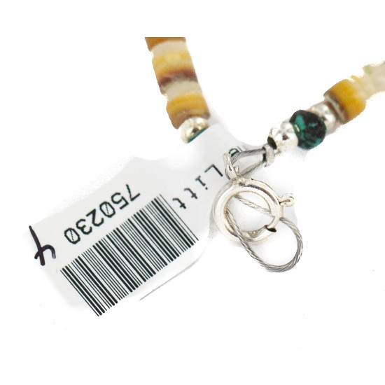 .925 Sterling Silver Certified Authentic Navajo Gaspeite Native American Necklace 750230-4