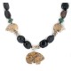 .925 Sterling Silver Certified Authentic Navajo Natural Turquoise Jasper Blue Tigers Eye Heishi Native American Necklace 750232-2