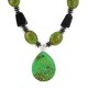 .925 Sterling Silver Certified Authentic Navajo Natural Hematite Black Onyx Gaspeite Native American Necklace 750230-5