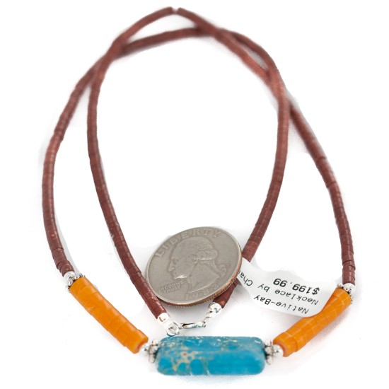 .925 Sterling Silver Certified Authentic Navajo Heishi Native American Necklace  750233