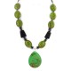 .925 Sterling Silver Certified Authentic Navajo Natural Hematite Black Onyx Gaspeite Native American Necklace 750230-5