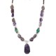 .925 Sterling Silver Certified Authentic Navajo Natural Turquoise Amethyst Native American Necklace 750230-2