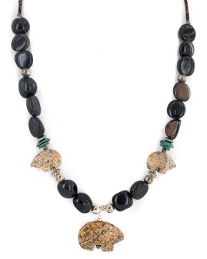 .925 Sterling Silver Certified Authentic Navajo Natural Turquoise Jasper Blue Tigers Eye Heishi Native American Necklace 750232-2 .925 Sterling Silver Certified Authentic Navajo Natural Turquoise Jasper Blue Tigers Eye Heishi Native American Necklace 750232-2