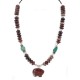 .925 Sterling Silver Certified Authentic Navajo Natural Turquoise Red Jasper Heishi Native American Necklace 750230-3