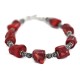Navajo .925 Sterling Silver Certified Authentic Natural Hematite Coral Native American Bracelet 13176-1