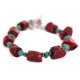 Navajo Nickel Certified Authentic Natural Turquoise Coral Hematite Native American Bracelet 13176-3