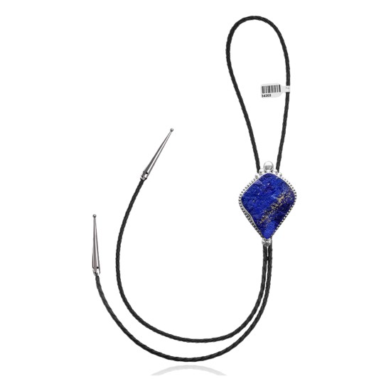 Handmade Certified Authentic Navajo .925 Sterling Silver Native American Lapis Lazuli Bolo Tie 34203