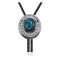 Handmade Certified Authentic Navajo .925 Sterling Silver Native American Natural Turquoise Bolo Tie 34206