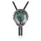 Feather .925 Sterling Silver Handmade Navajo Native American Natural Turquoise Bolo Tie 34211