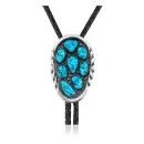 Handmade Navajo .925 Sterling Silver Native American Natural Turquoise Bolo Tie 34212