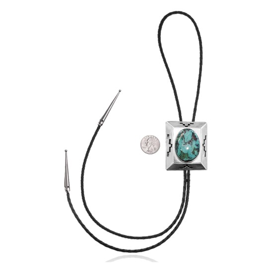 Handmade Certified Authentic Navajo .925 Sterling Silver Native American Natural Turquoise Bolo Tie 34215 Handmade Certified Authentic Navajo .925 Sterling Silver Native American Natural Turquoise Bolo Tie 34215