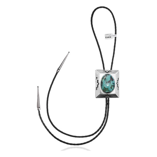 Handmade Certified Authentic Navajo .925 Sterling Silver Native American Natural Turquoise Bolo Tie 34215 Handmade Certified Authentic Navajo .925 Sterling Silver Native American Natural Turquoise Bolo Tie 34215