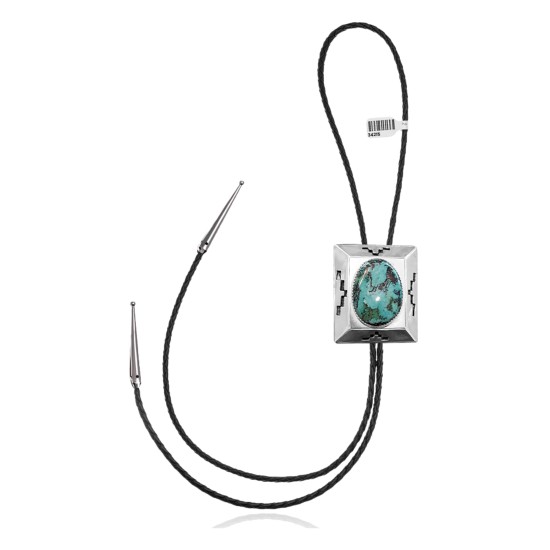 Handmade Certified Authentic Navajo .925 Sterling Silver Native American Natural Turquoise Bolo Tie 34215 Handmade Certified Authentic Navajo .925 Sterling Silver Native American Natural Turquoise Bolo Tie 34215