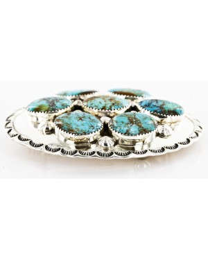 Certified Authentic Nuggets Navajo .925 Sterling Silver Natural Turquoise Native American Buckle 10527-2