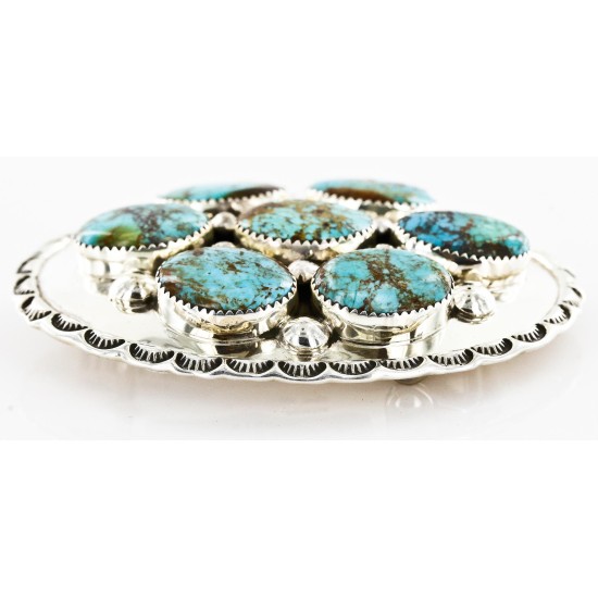 Certified Authentic Nuggets Navajo .925 Sterling Silver Natural Turquoise Native American Buckle 10527-2