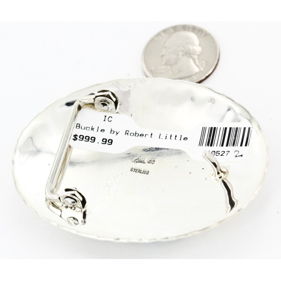 Certified Authentic Nuggets Navajo .925 Sterling Silver Natural Turquoise Native American Buckle 10527-2