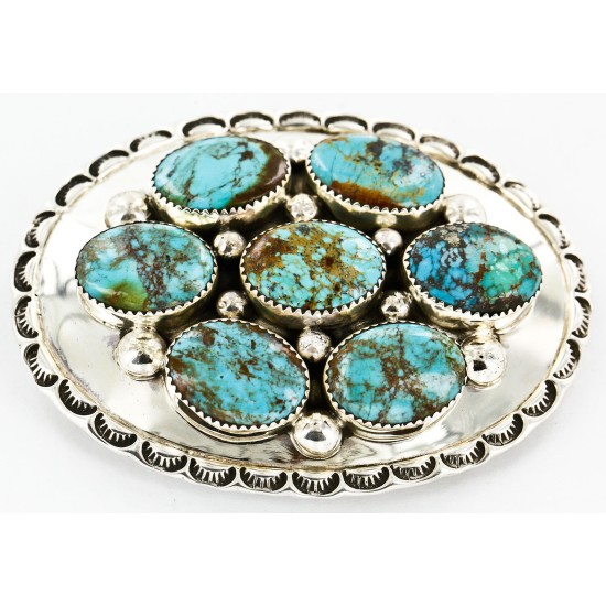 Certified Authentic Nuggets Navajo .925 Sterling Silver Natural Turquoise Native American Buckle 10527-2
