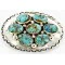 Nuggets Navajo .925 Sterling Silver Natural Turquoise Native American Buckle 10527-2