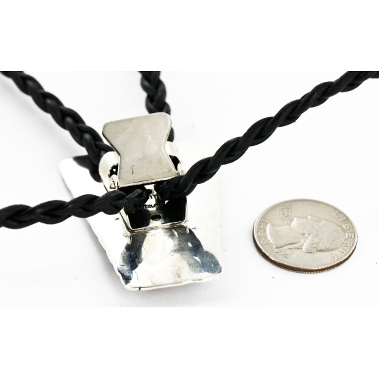 Handmade Certified Authentic Navajo .925 Sterling Silver Natural Turquoise Jasper Native American Bolo Tie  24390-2